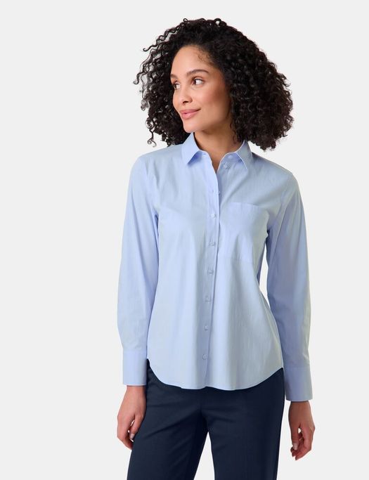 Lichtblauwe katoenen blouse met lange mouwen Gerry Weber