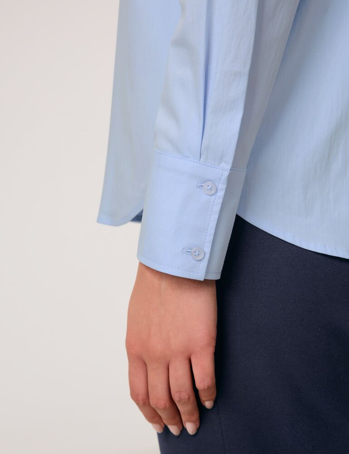 Lichtblauwe katoenen blouse met lange mouwen Gerry Weber