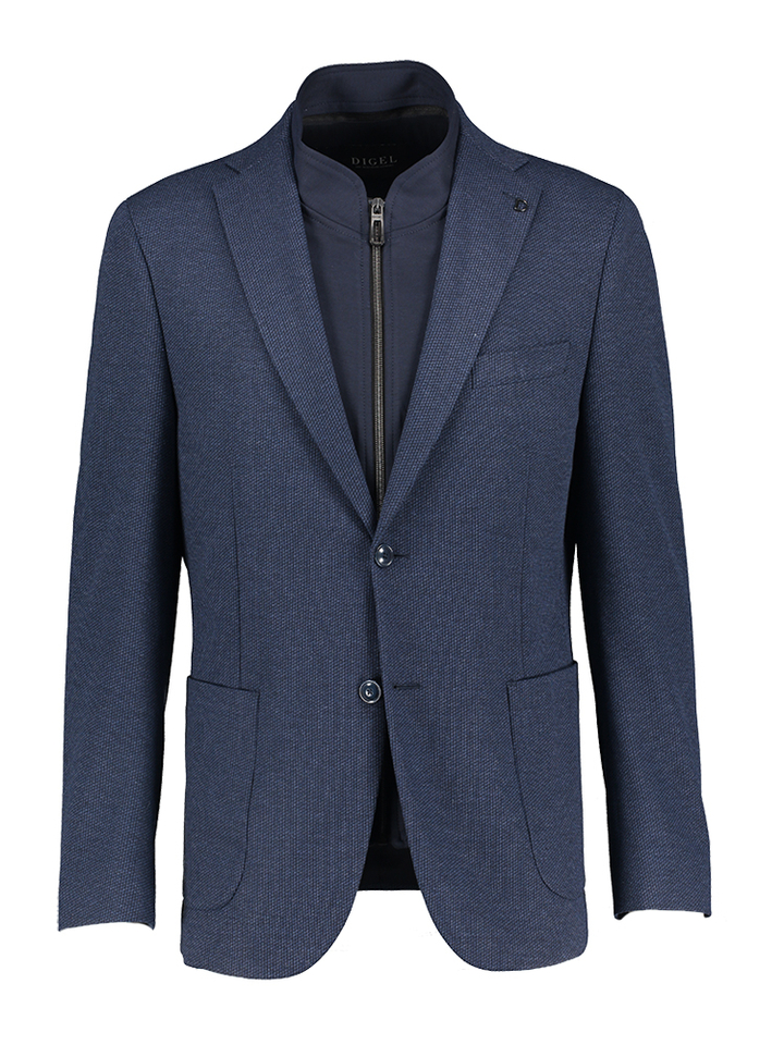 Blauwe structuur lange blazer Earl Digel 