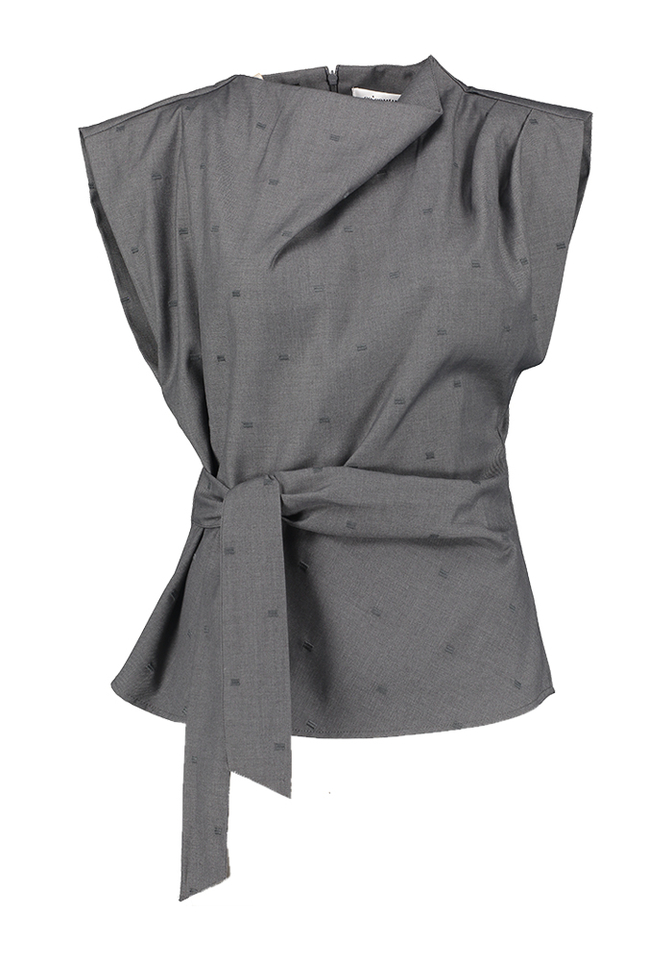 Grijze top met lint in de taille Co'Couture