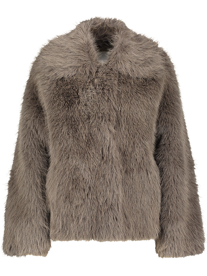 Bruine fluffy jas Co' Couture