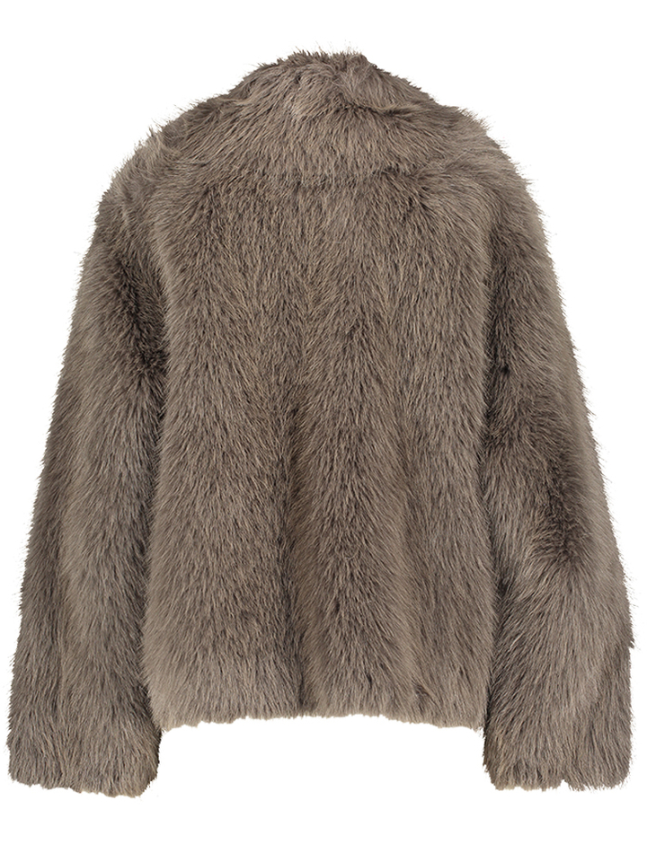 Bruine fluffy jas Co' Couture