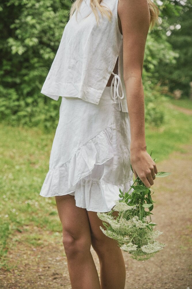 Witte katoenen blouse met korte mouwen Svetlana Neo Noir