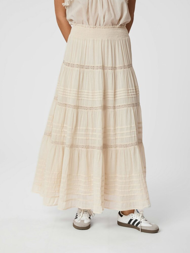 Ecru/beige rok met broderie en elastiek Felicia Neo Noir