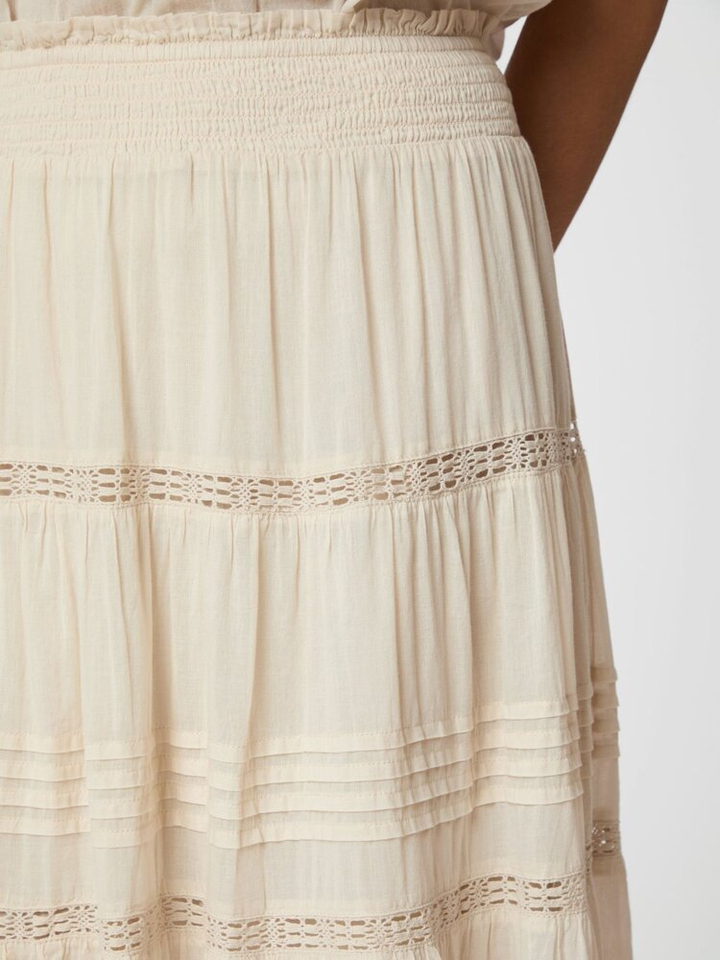 Ecru/beige rok met broderie en elastiek Felicia Neo Noir