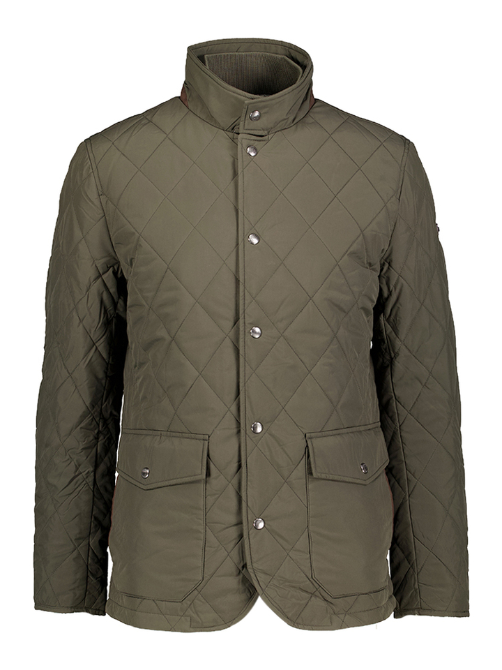 Kaki jas met ruitpatroon Hackett