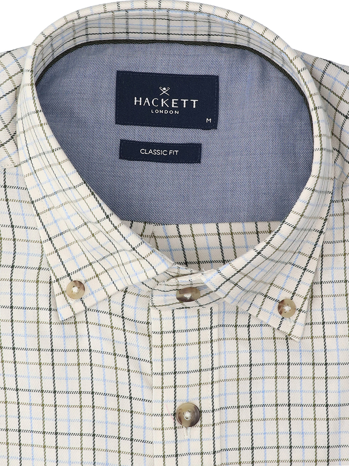 Beige katoenen hemd (regular fit) met ruiten en lange mouwen Hackett