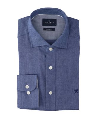 Jeansblauw katoenen hemd (regular fit) met lange mouwen Hackett