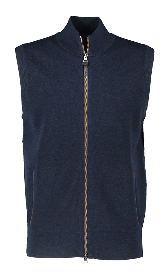 Donkerblauwe cardigan met ritssluiting Hackett
