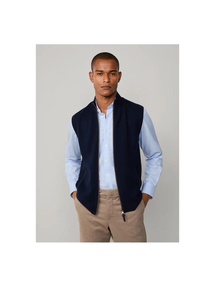 Donkerblauwe cardigan met ritssluiting Hackett