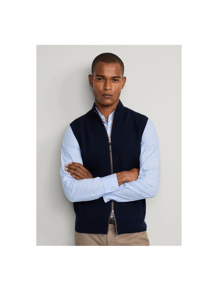 Donkerblauwe cardigan met ritssluiting Hackett