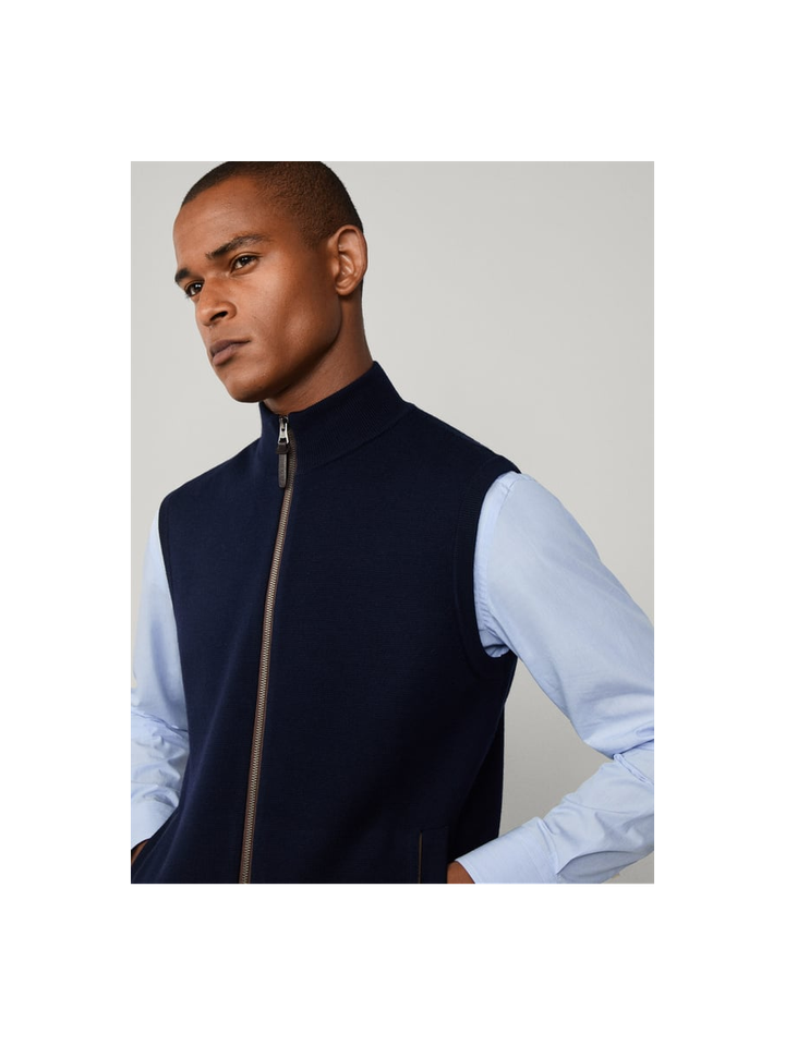 Donkerblauwe cardigan met ritssluiting Hackett