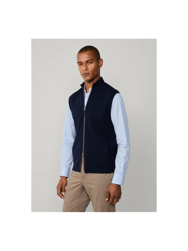 Donkerblauwe cardigan met ritssluiting Hackett