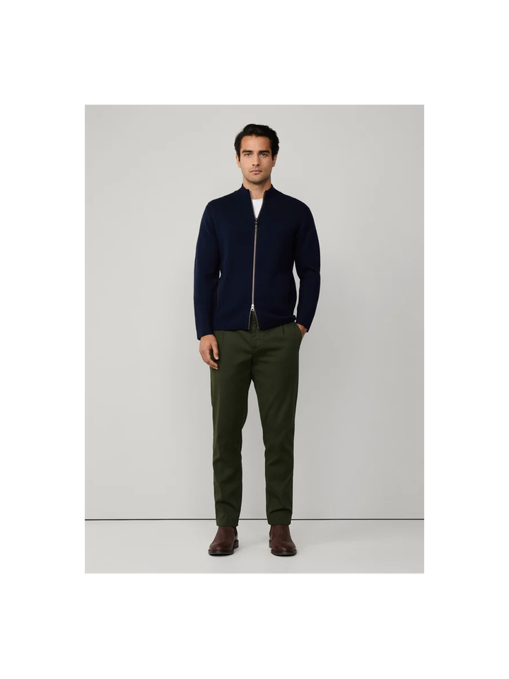 Donkerblauwe wollen gilet met rits Hackett