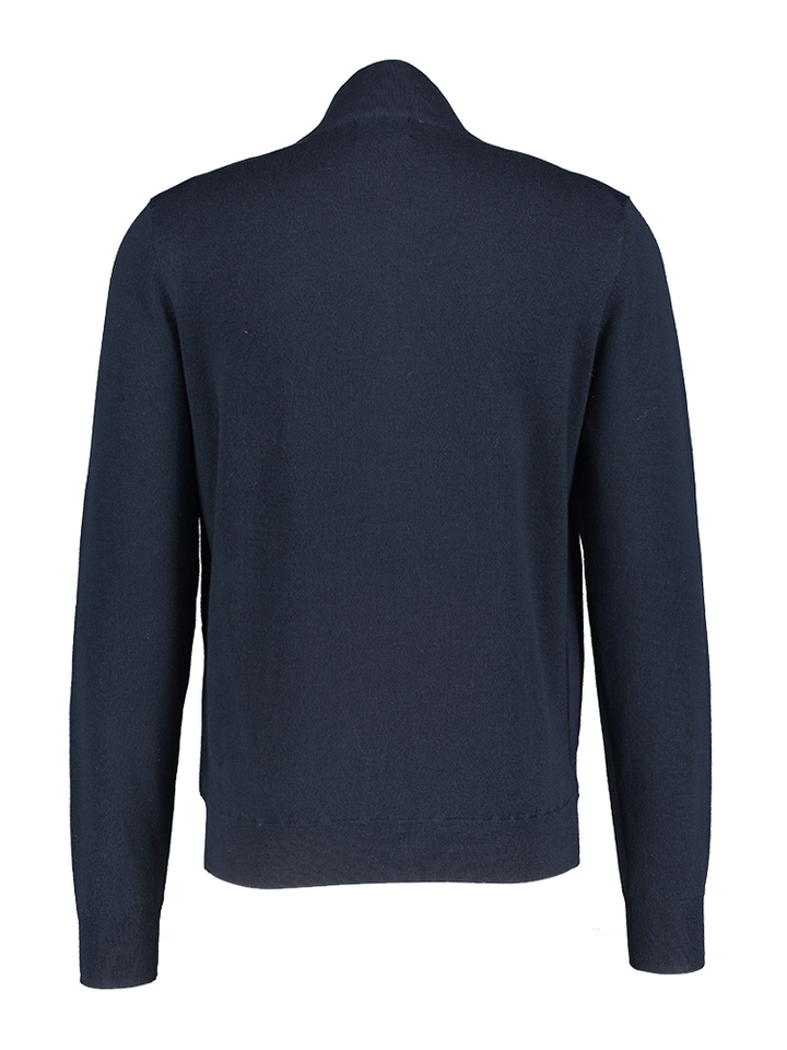 Donkerblauwe wollen gilet met rits Hackett