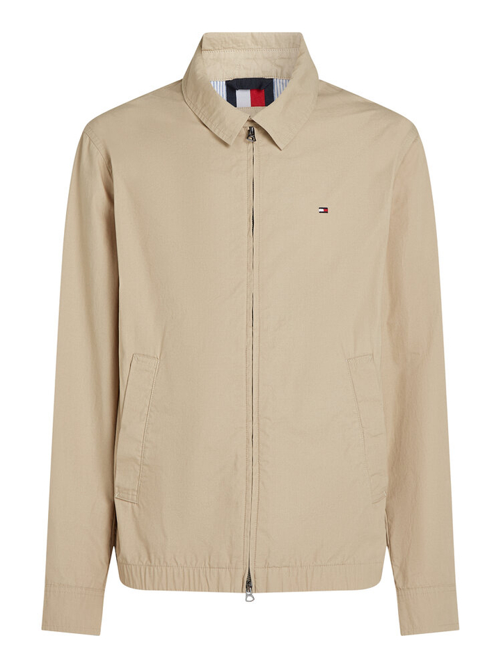 Beige korte jas met rits en lange mouwen Tommy Hilfiger