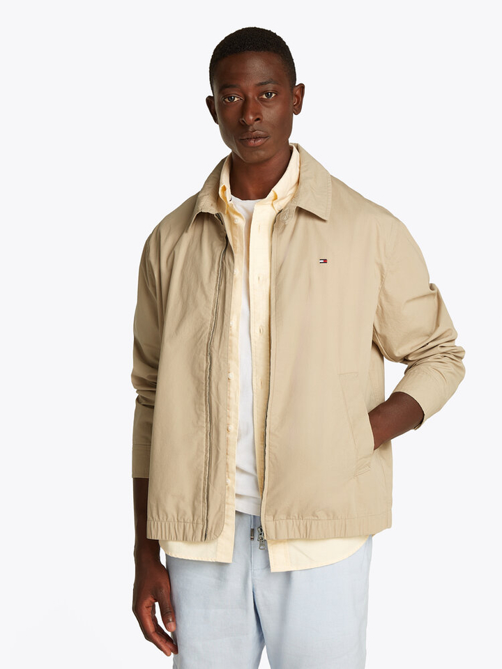 Beige korte jas met rits en lange mouwen Tommy Hilfiger