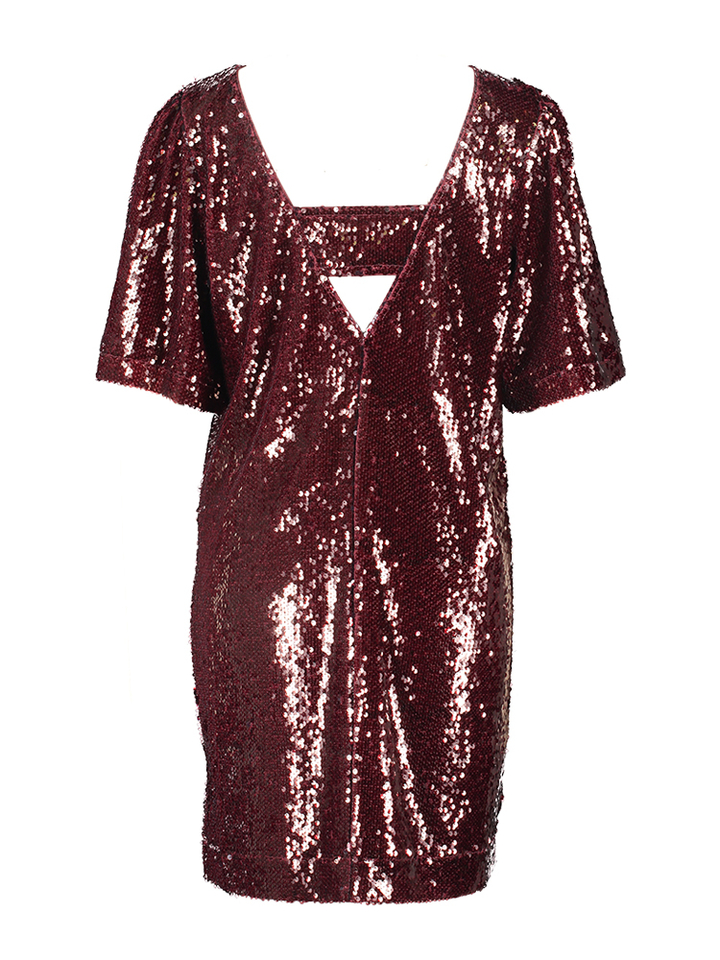 Bordeaux feestelijke jurk in pailetten Zidda Dress Minus 