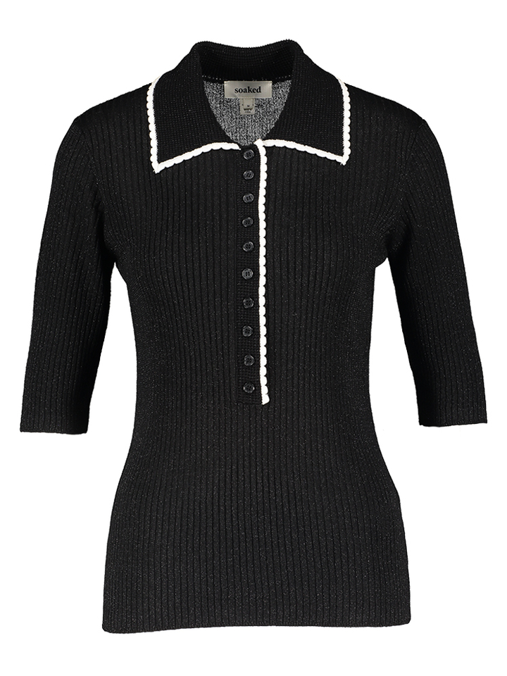 Zwarte glitter polo Laisa Polo Pullover Soaked In Luxury