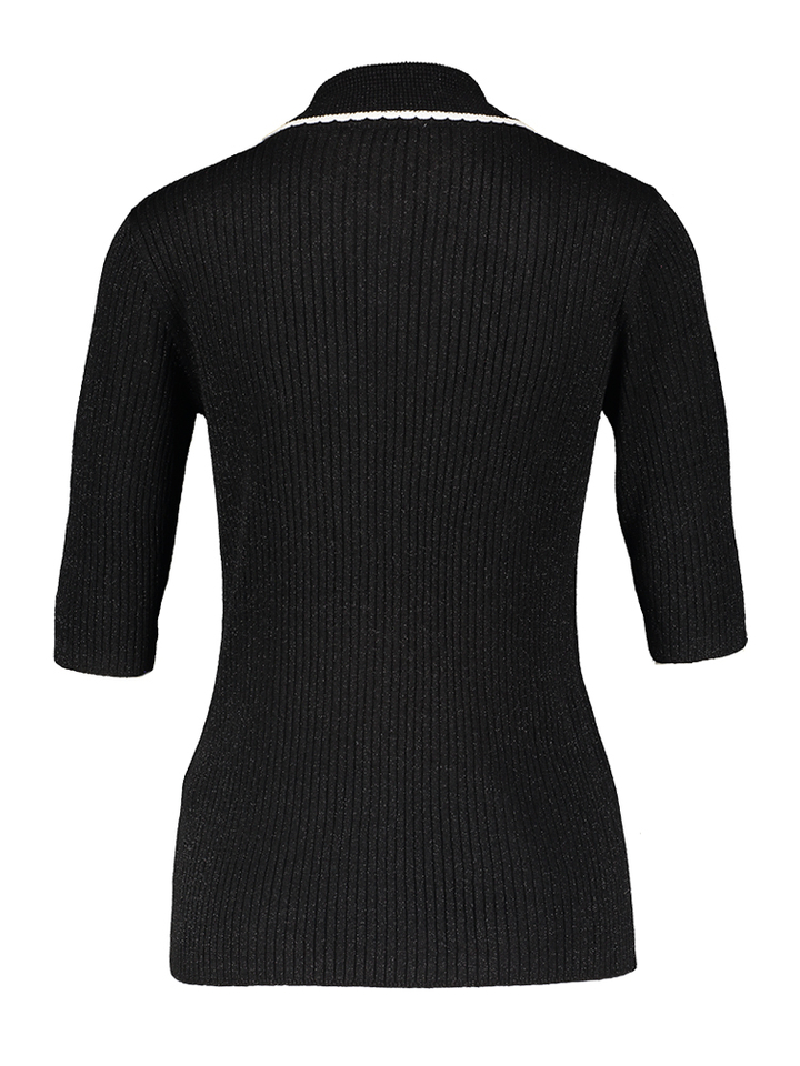 Zwarte glitter polo Laisa Polo Pullover Soaked In Luxury