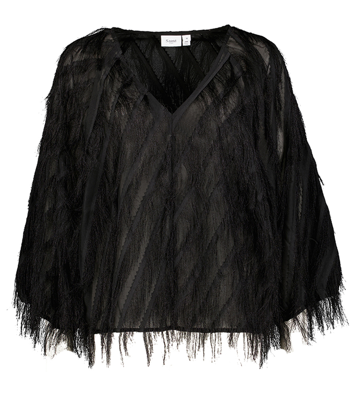 Zwarte blouse met ruffle detail Nancy Saint Tropez