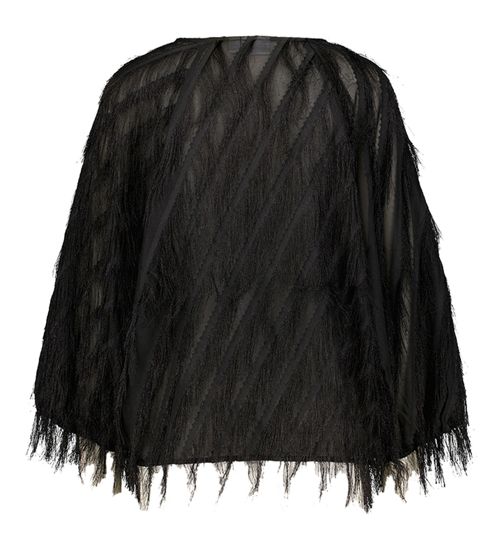 Zwarte blouse met ruffle detail Nancy Saint Tropez