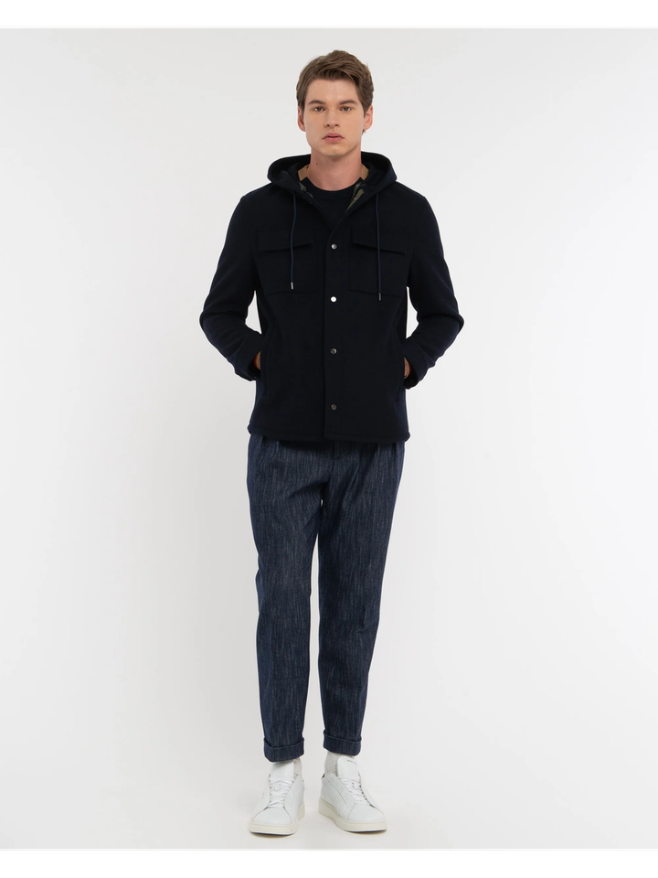 Donkerblauw vest met kap Manuel Ritz