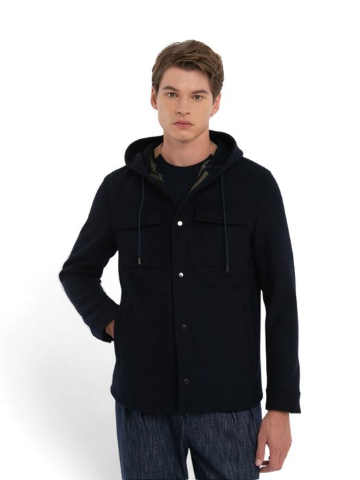 Donkerblauw vest met kap Manuel Ritz