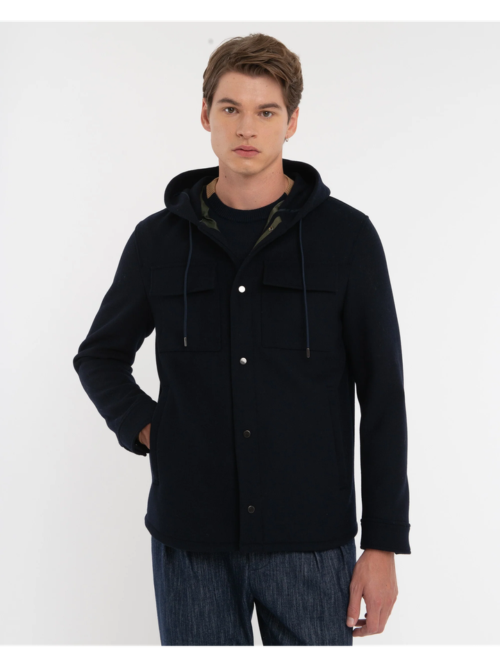 Donkerblauw vest met kap Manuel Ritz