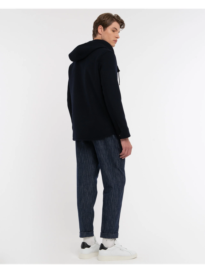 Donkerblauw vest met kap Manuel Ritz