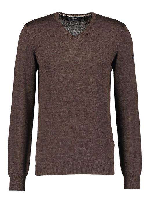 Bruine wollen trui met V-hals Ela Maerz