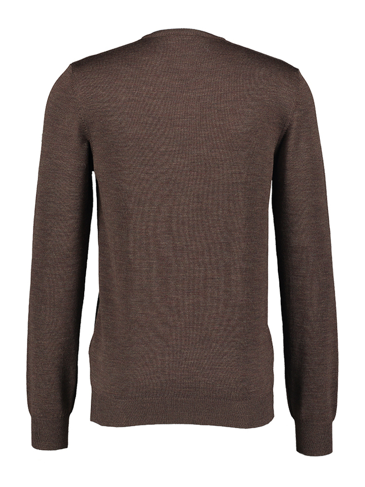Bruine wollen trui met V-hals Ela Maerz