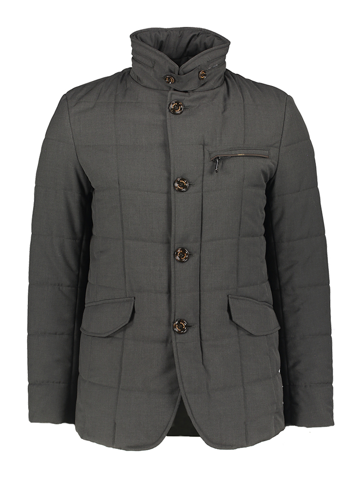 Grijze halflange geklede outdoorjas