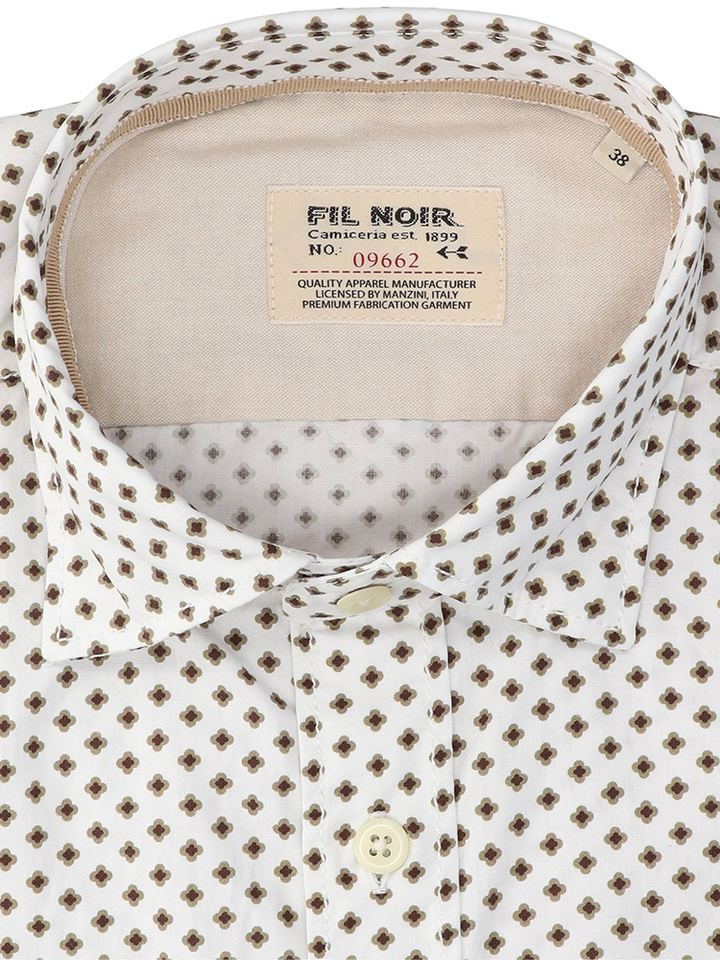 Wit katoenen hemd (slim fit) met bloemen Fil Noir 