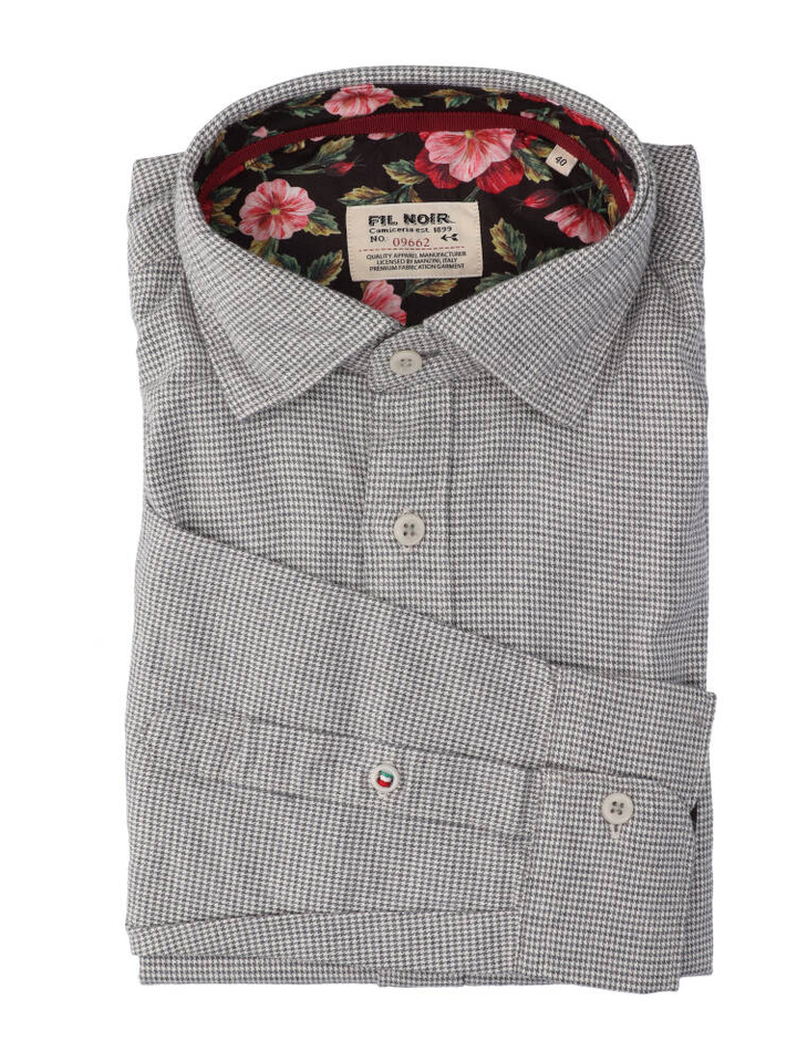 Stonen hemd (slim fit) met ruiten en lange mouwen Fil Noir