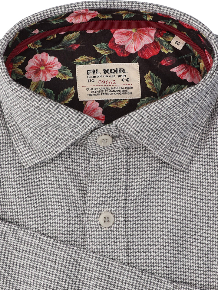 Stonen hemd (slim fit) met ruiten en lange mouwen Fil Noir