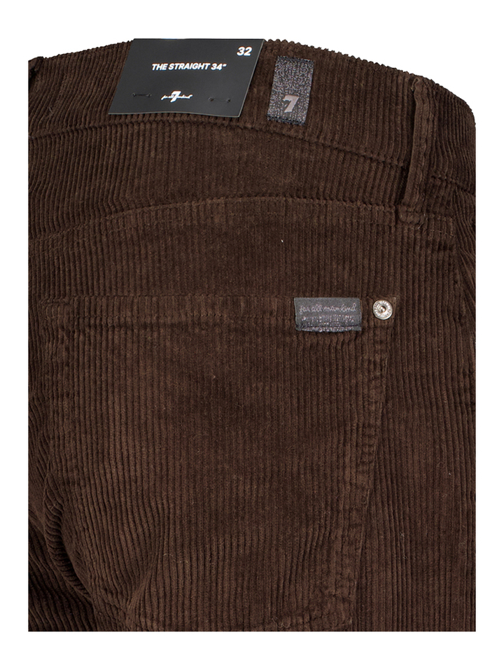 Bruine ribfluwele straight fit broek For All Mankind