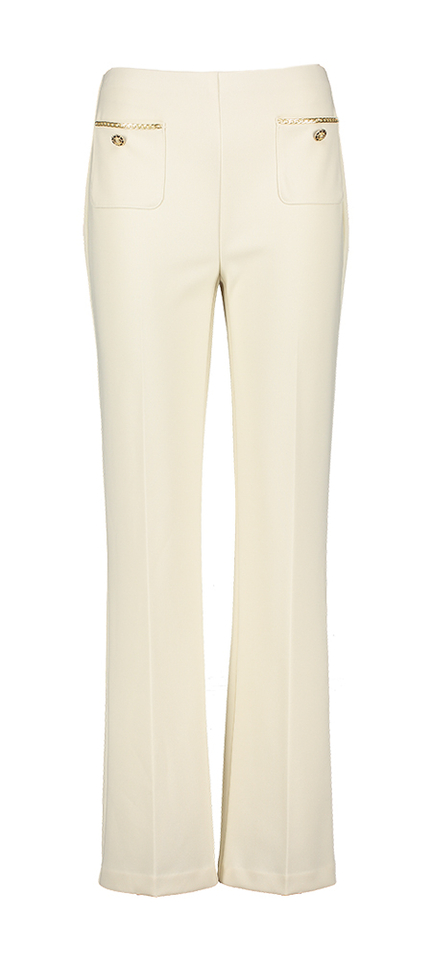 Ecru geklede broek met goudkleurige details Joseph Ribkoff
