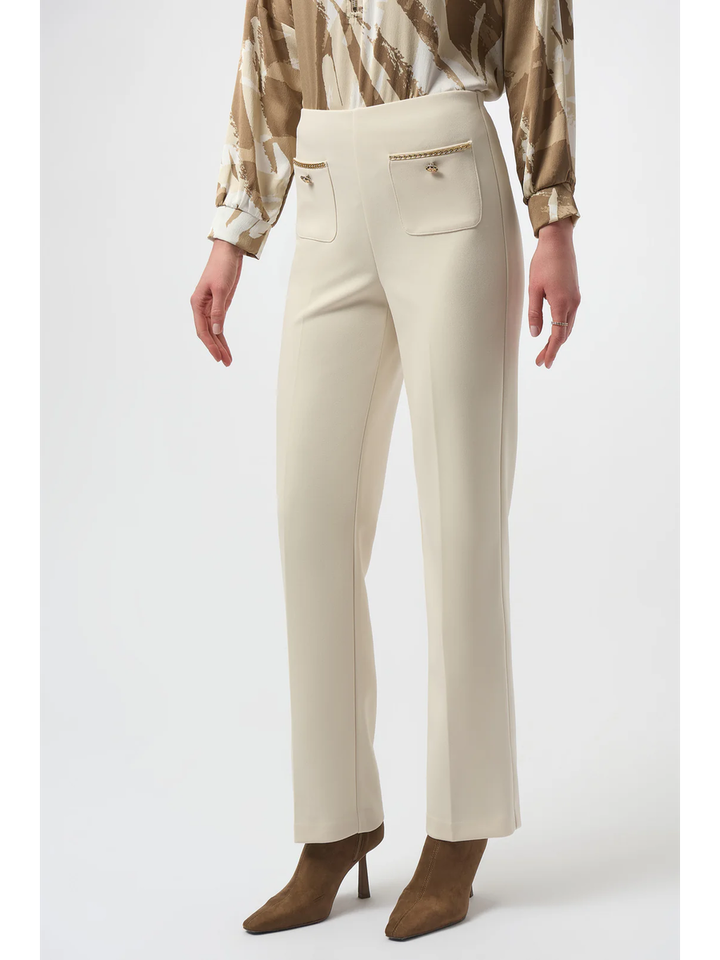 Ecru geklede broek met goudkleurige details Joseph Ribkoff