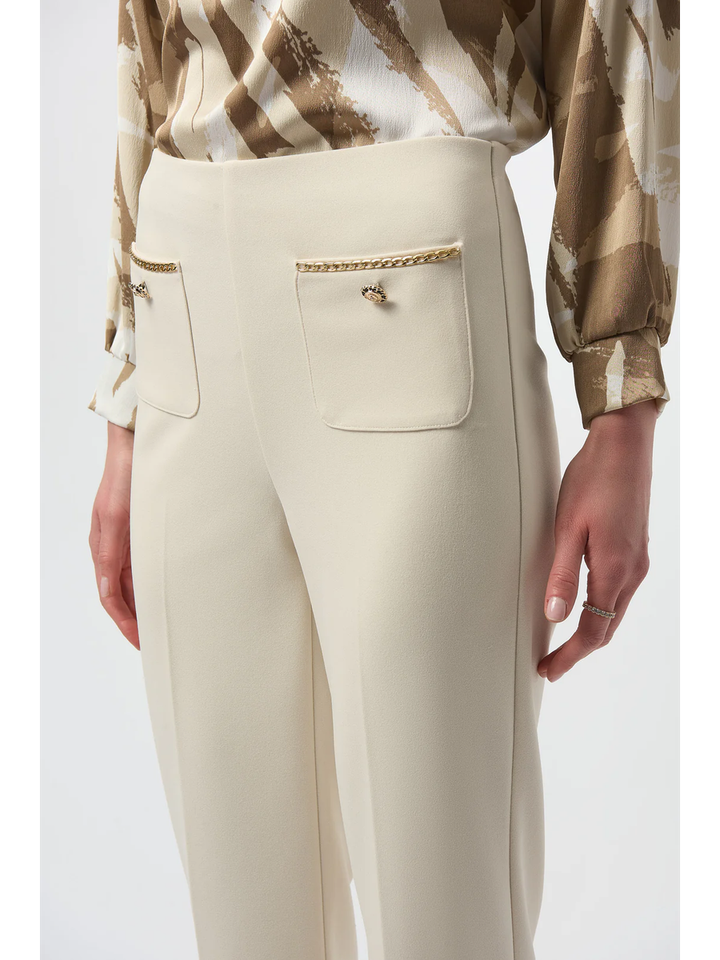 Ecru geklede broek met goudkleurige details Joseph Ribkoff