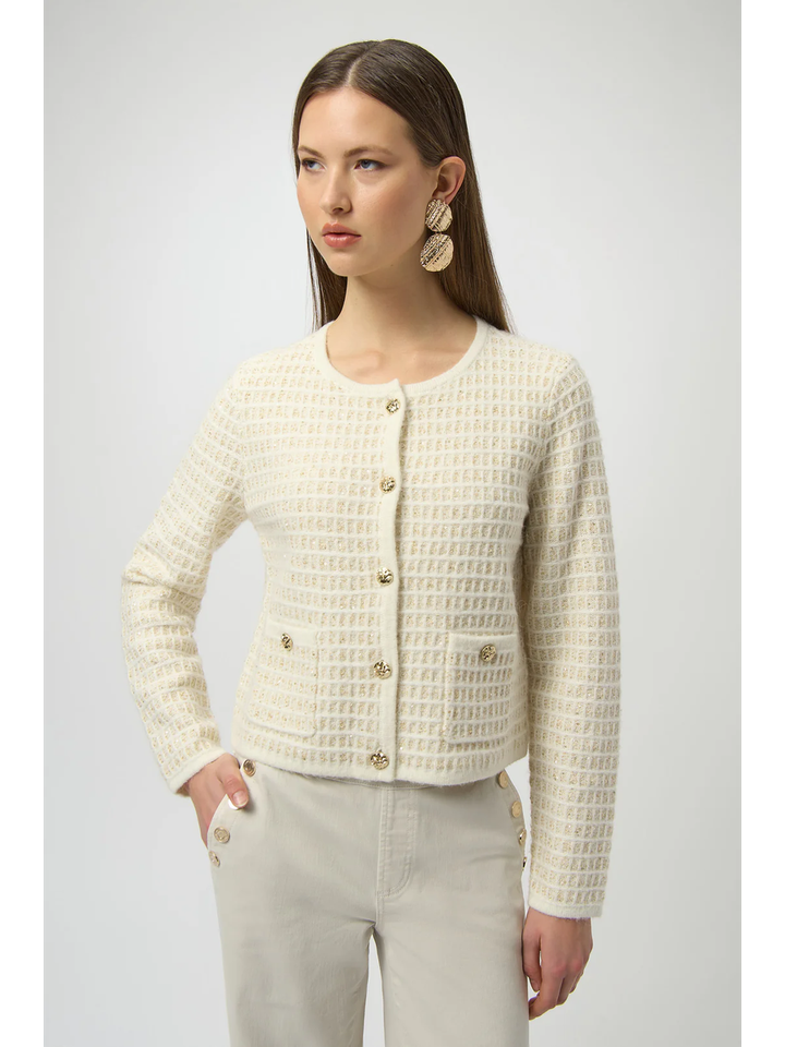 Beige cardigan met sierlijke knopen Joseph Ribkoff