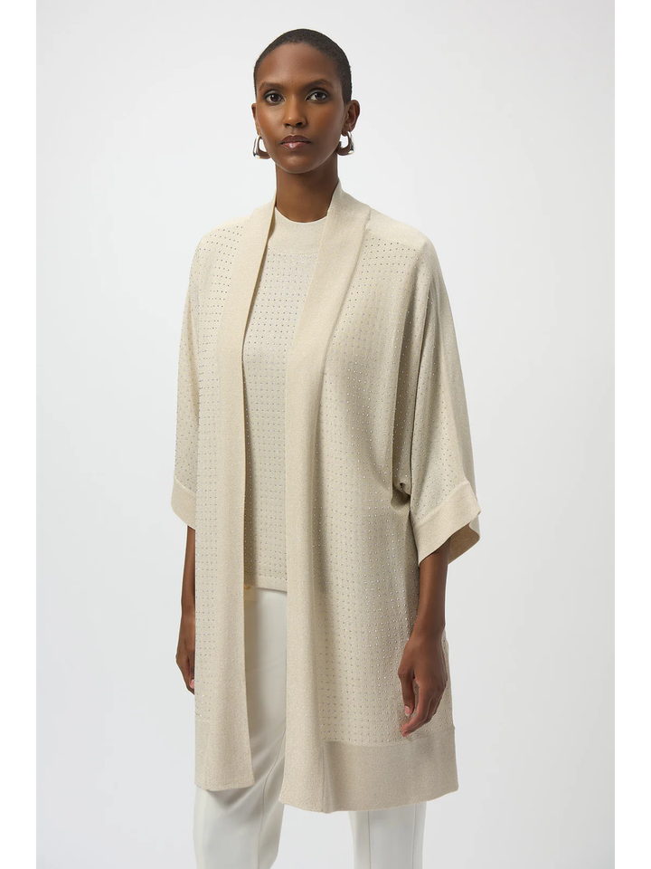 Beige openvallende gilet met strass Joseph Ribkoff 