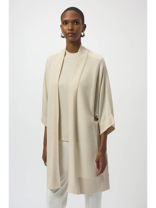 Beige openvallende gilet met strass Joseph Ribkoff