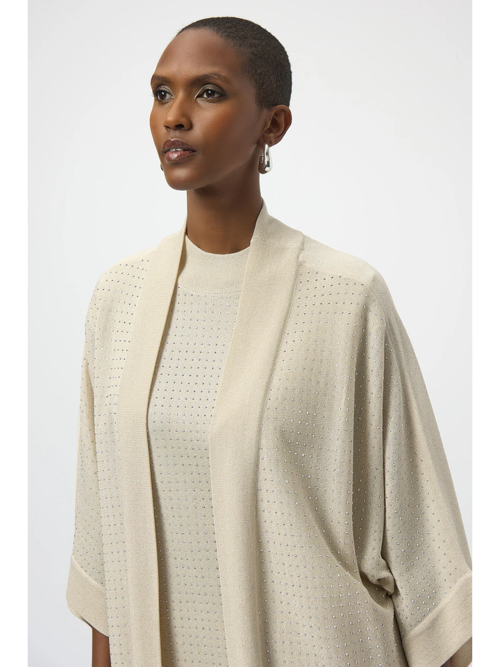 Beige openvallende gilet met strass Joseph Ribkoff 