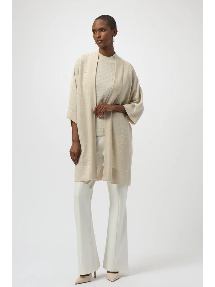 Beige openvallende gilet met strass Joseph Ribkoff 