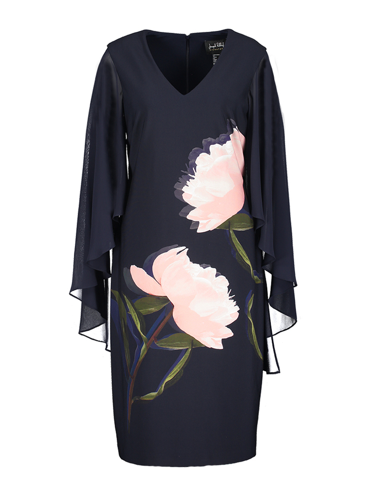 Zwart kleed met bloemenprint Joseph Ribkoff 
