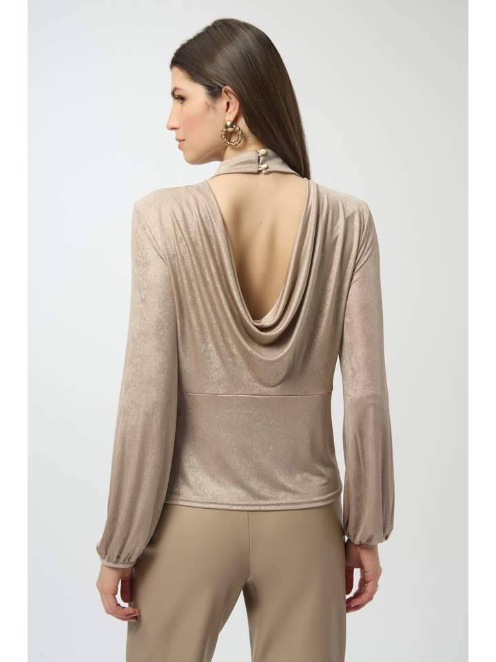 Goudkleurige bloes met open rug Jozeph Ribkoff 