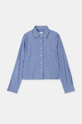 Closed Blauw met wit gestreepte korte bloes
