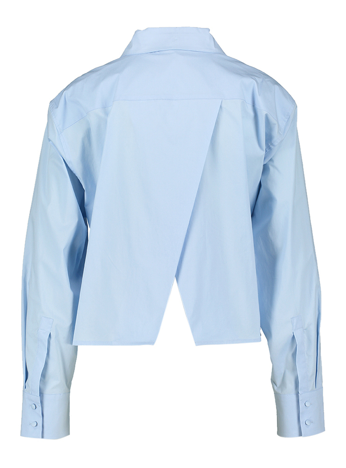 Lichtblauwe katoenen cropped blouse met lange mouwen Marsala Marella