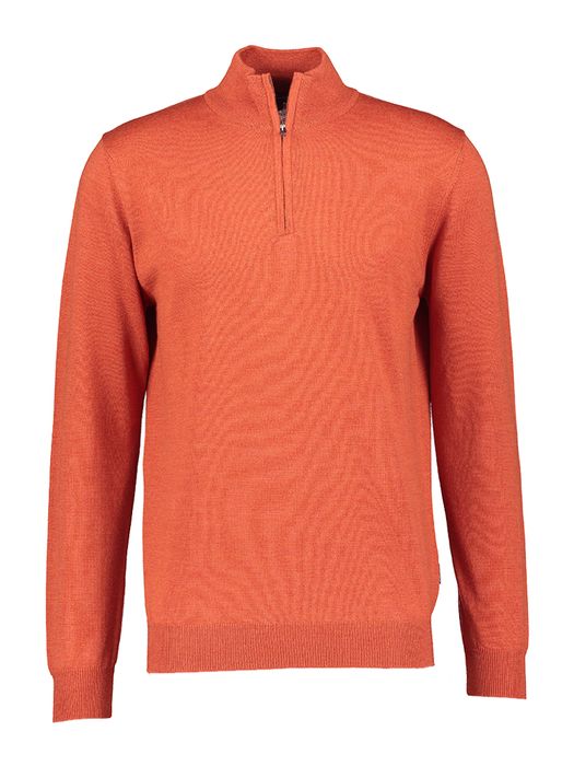 Oranje trui met elleboog patch in merino wol Faconnable